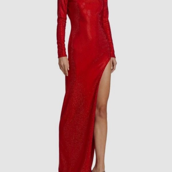 Sergio Hudson Women's Red Crystal-Embellished Open-Back Gown Dress - Picture 2 of 9